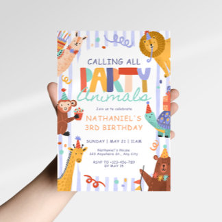 Party Animals Kids Birthday Invitation