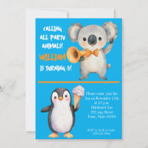 Party Animals Kids Birthday Invitation