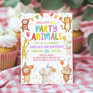 Party Animals Kids Birthday Party Invitation