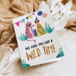 Party Animals Kid's Birthday Party Thank You Card<br><div class="desc">Thank your party animals for celebrating your WILD party with this matching thank you card! Edit your own thank you message. This design features some super hip cats and a colourful leopard print background. Perfect for your cool cat's party. The modern inspired design adds a playful and inviting atmosphere to...</div>