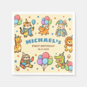 Party Animals Kids' Birthday Party Whimsical ZOO  Napkin