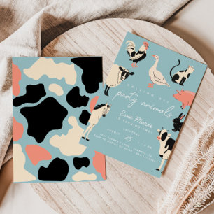 Party Animals Kids Cow Print Farm Animals Invitation