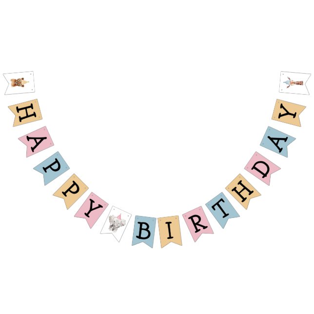 Party Animals Kids Happy Birthday Bunting Flags (All)