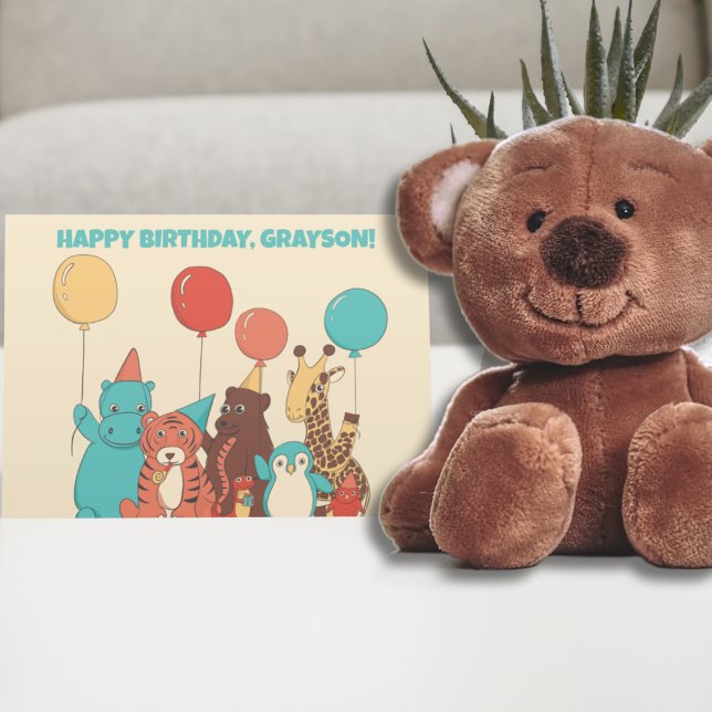 Party Animals Kids Personalized Birthday Card (Creator Uploaded)