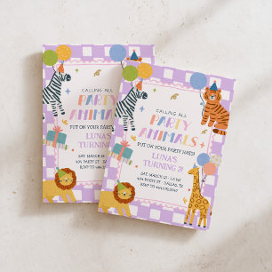 Party Animals   Purpl Safari Jungle Girls Birthday Invitation