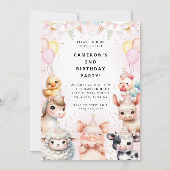 Party Animals Safari Birthday Party Invitation (Devant)