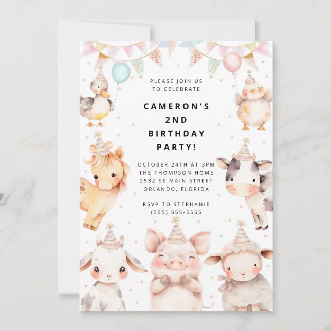 Party Animals Safari Birthday Party Invitation (Devant)