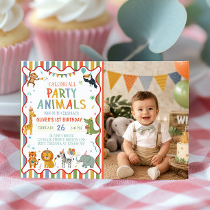 Party Animals Safari Birthday Photo Invitation