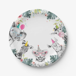 Party Animals Safari Girl Pink Birthday Party Pape Paper Plate