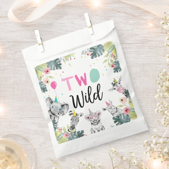 Party Animals Safari Girl Two Wild Second Birthday Favour Bag (Clipped)
