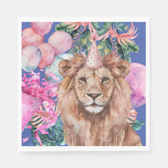 Party Animals Safari Jungle Wild One Birthday  Napkin (Front)