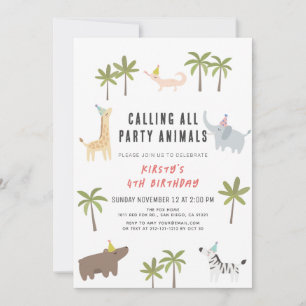 Party Animals Safari Kids Birthday Invitation