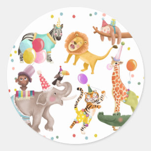 Party Animals Safari Thank You Birthday Classic Round Sticker