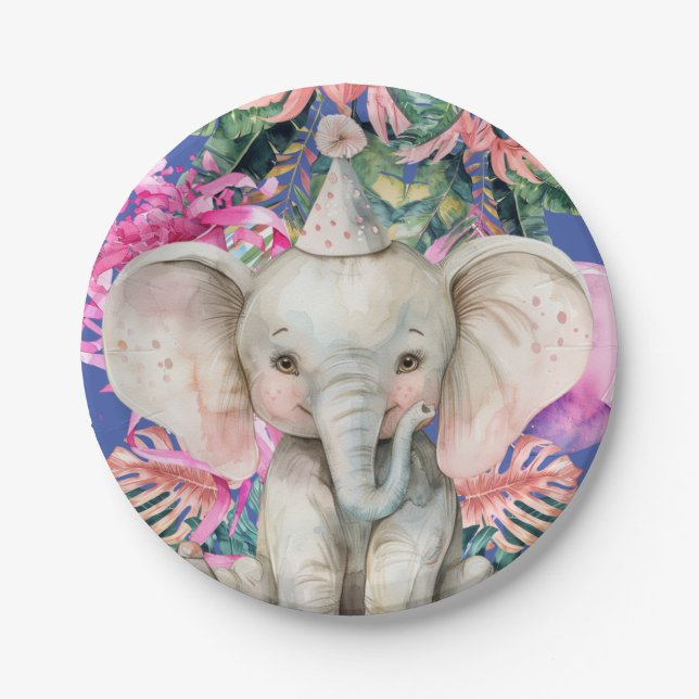 Party Animals Safari Wild One Boy Birthday Party Paper Plate (Front)