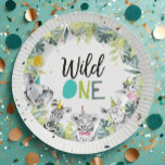 Party Animals Safari Wild One Boy Birthday Party Paper Plate<br><div class="desc">A perfect addition to your Party Animals Safari theme!</div>