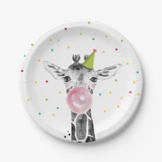 Party Animals Safari Wild One Giraffe Zoo Birthday Paper Plate