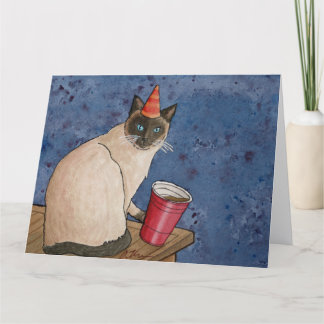 Party Animals: Siamese Cat Card 8.5"x11"
