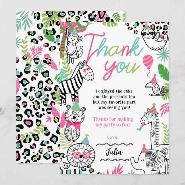 Party Animals Thank You Cards (Front/Back)