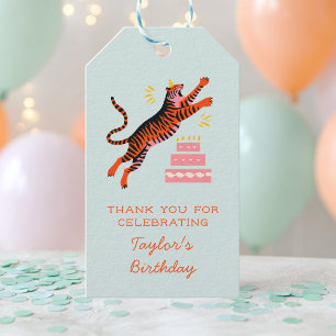 Party Animals Tiger Kids Birthday Thank You Gift Tags