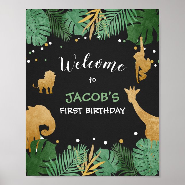 Party animals Welcome Sign Zoo Safari Jungle (Front)