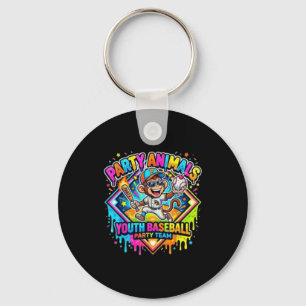 Party animals youth baseball team fun for kids keychain
