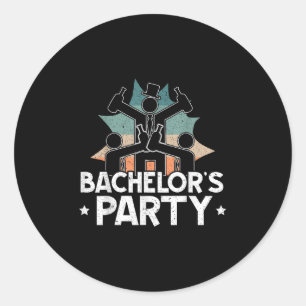 Party Bachelor Drinking Team Beer Bride Groom  Classic Round Sticker