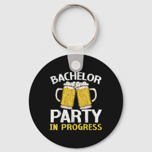 Party Bachelor In Progress Beer Wedding Groom Brid Keychain