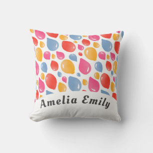Party Balloon Pattern Kid`s Name   Throw Pillow