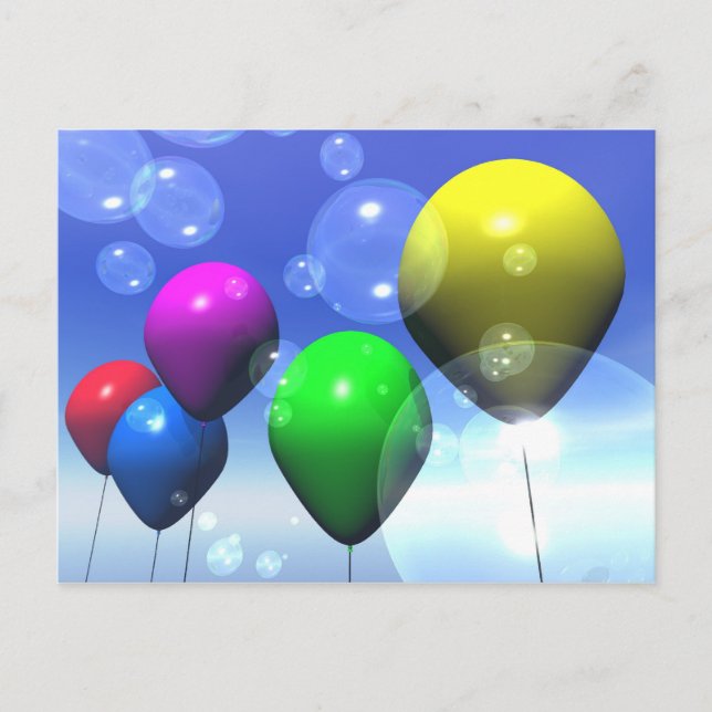 Party Balloons & Bubbles Postcard (Front)