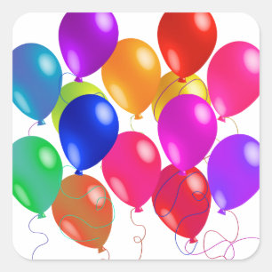 Party Balloons In A Rainbow Of Colours Square Sticker