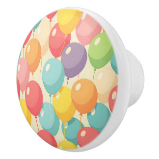 Party balloons in different colors ceramic knob