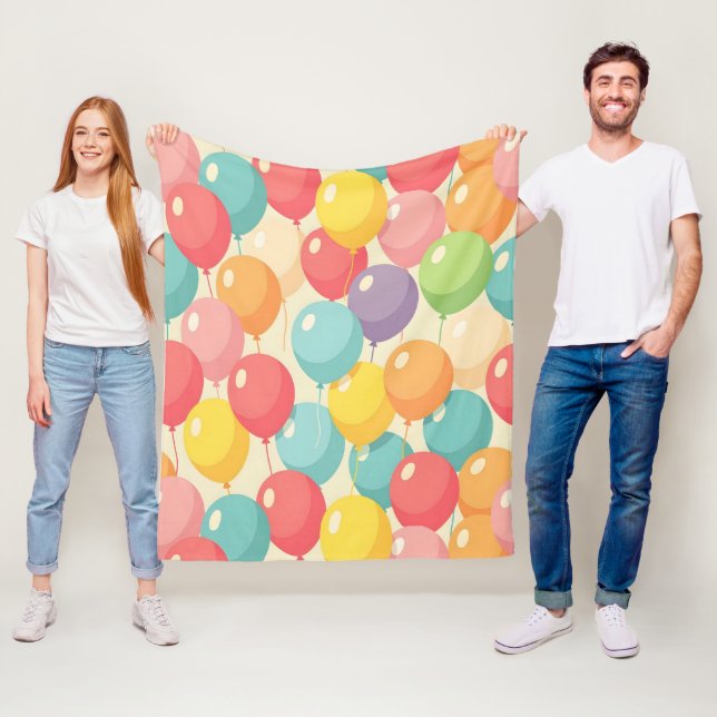Party balloons in different colors fleece blanket (In Situ)