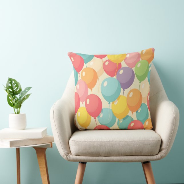 Party balloons in different colors throw pillow (Chair)