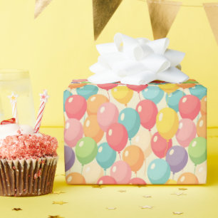 Party balloons in different colors wrapping paper