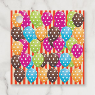 Party Balloons Stripes dots Holidays birthday Fun Favour Tags