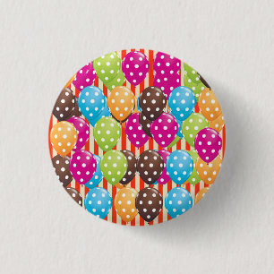 Party Balloons Stripes polka dots circus Fun 1 Inch Round Button