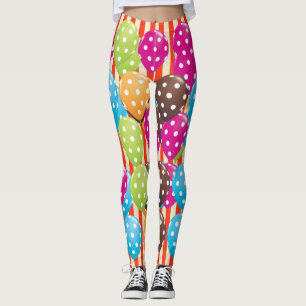 Party Balloons Stripes polka dots circus Fun Leggings