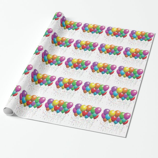 Party Balloons Wrapping Paper (Unrolled)