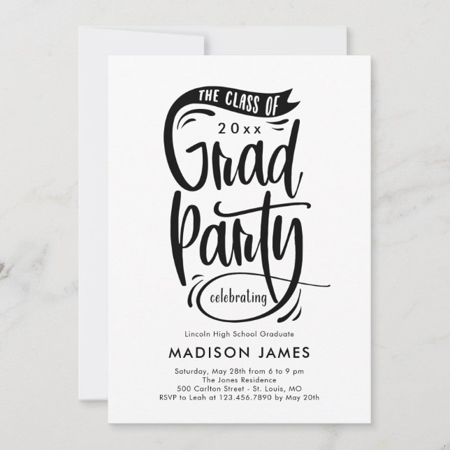 Party Banner EDITABLE COLOR Graduation Invitation (Front)