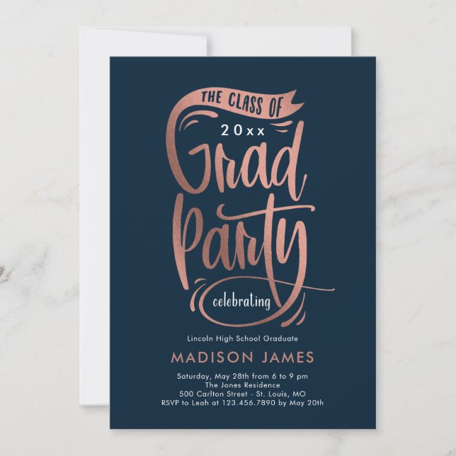 Party Banner EDITABLE COLOR Graduation Invitation (Front)