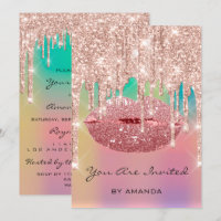 Party Birthday 16th Kiss Lips Rose Glitter