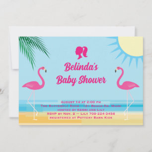 Party Blue Tropical Beach Baby Shower Invitation