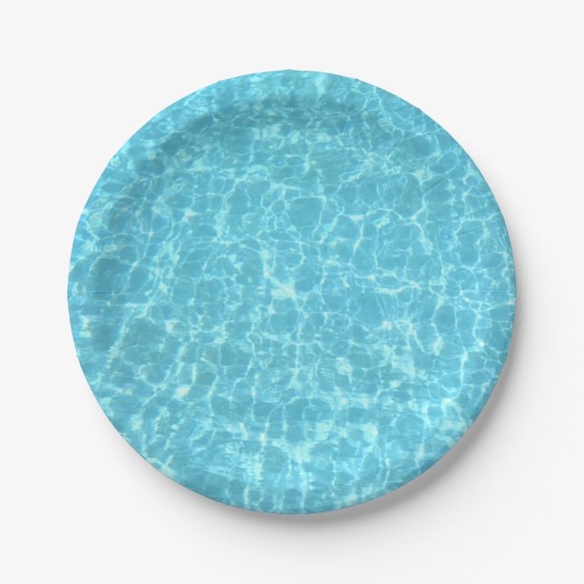 Party Blue Water Swimmingpool Blank Template Paper Plate (Front)