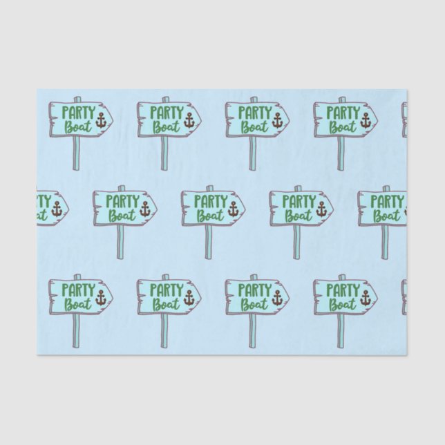 Party Boat with Anchor Nautical Theme Tissue Paper (Front)