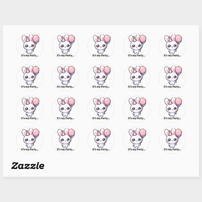Party Bunny Classic Round Sticker (Sheet)