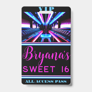 Party Bus Glow Lights Dance Floor VIP Pass Badge