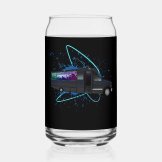 Party Bus Time Colorful Nightlife Energy Can Glass