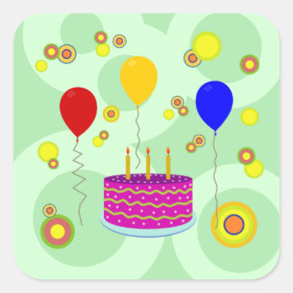 party cake and balloons sticker