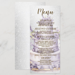 Party Cake Lavender Floral Elegant Wedding Menu