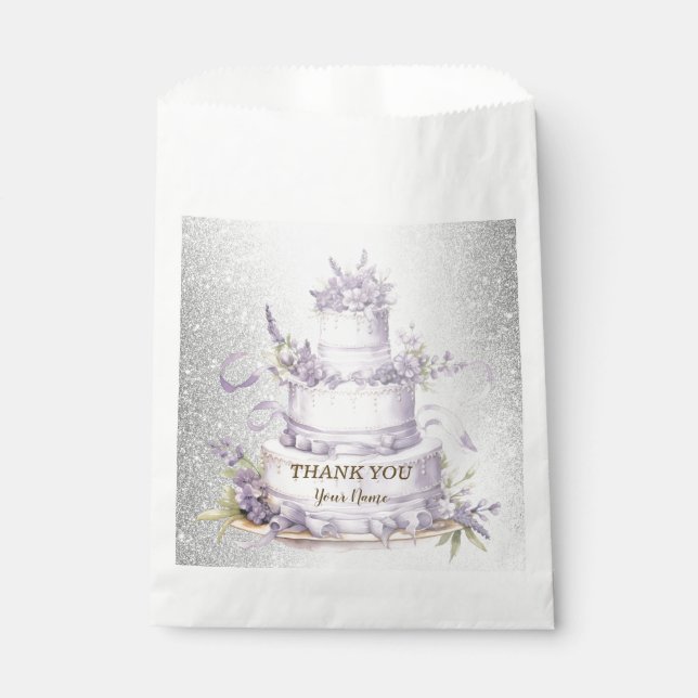 Party Cake Lavender Floral Watercolor Elegant Favour Bag (Front)